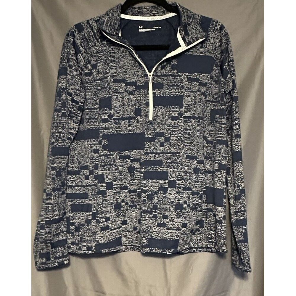 UNDER ARMOUR Women's‎ UA Mileage Printed Quarter Zip Running Blue Top Large